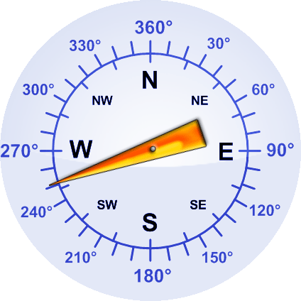 Windrichtung-Analoganzeige (Windrichtung: WSW)