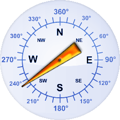 Windrichtung-Analoganzeige (Windrichtung: SW)