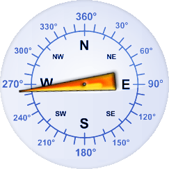 Windrichtung-Analoganzeige (Windrichtung: W)