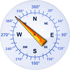 Windrichtung-Analoganzeige (Windrichtung: NW)